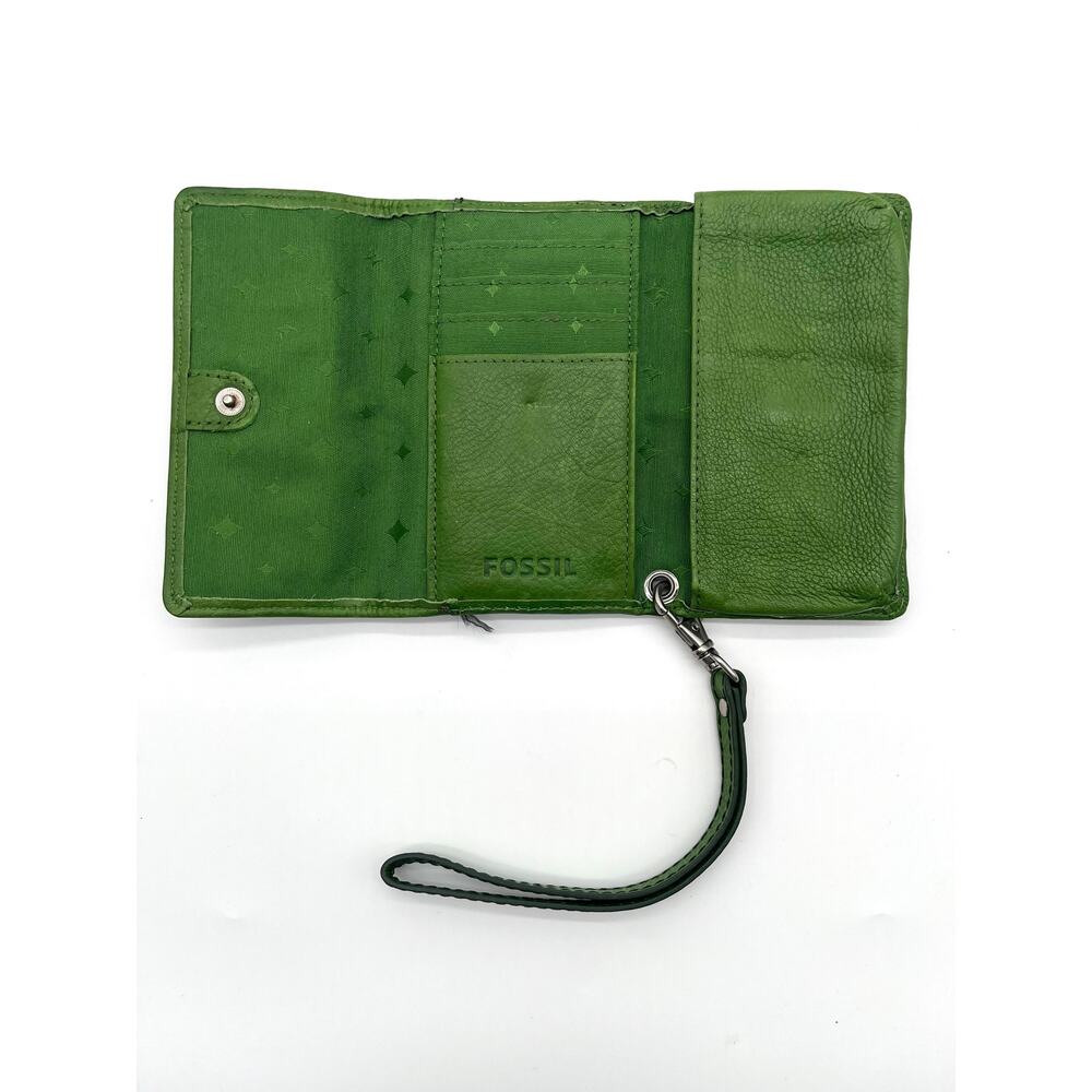 FOSSIL Vintage Y2K Trifold Wallet Wristlet, Green - Picture 5 of 6